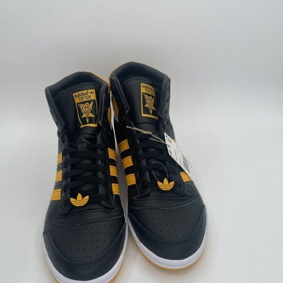 Adidas Top Ten Hi Top Mens Basketball Shoes Black Gold FZ5888 NEW - Picture 6 of 11